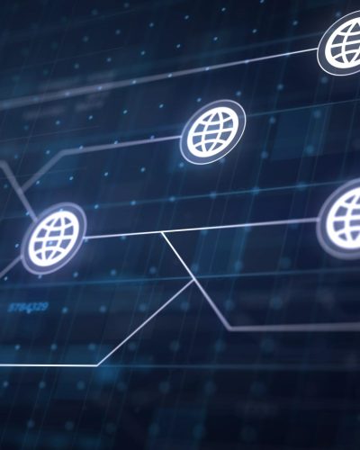 Globe Internet Icon Line Connection of Circuit Board